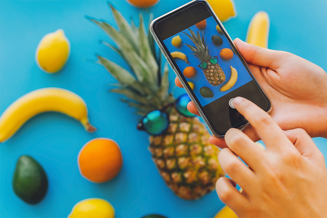 Prise de vue composition de fruits pour pub Instagram